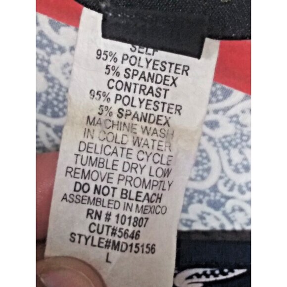 Espresso Dress shift flare textured Navy white floral short sleeve Sz L stretch - Picture 8 of 8